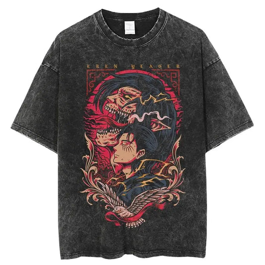 AoT Eren Jaeger Vintage Tee - Kawaii Side