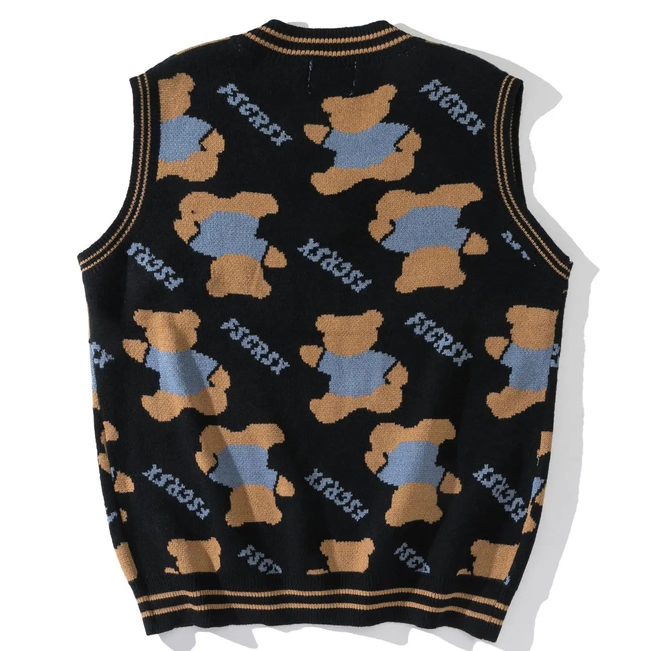 Bear Letters Print Knit Vest - Kawaii Side