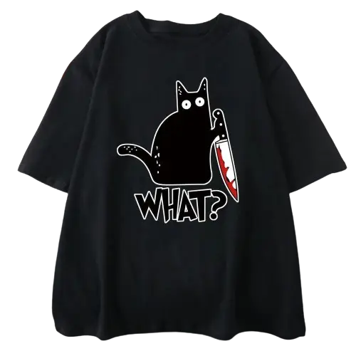 Black Cat "What" T-Shirt GatoGeek