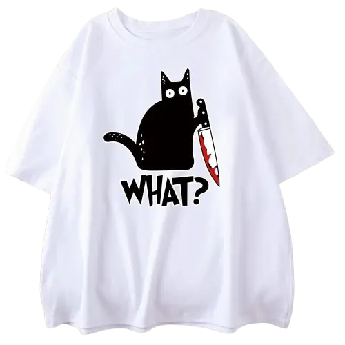Black Cat "What" T-Shirt GatoGeek