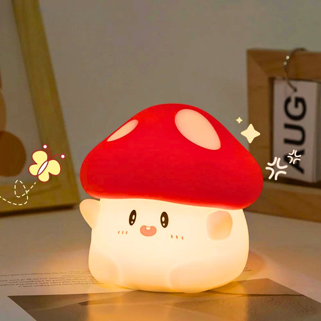 Led Silicone Mushroom Night Light Lamp Kawaii Side
