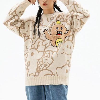 Cartoon Embroidery Knit Sweater - Kawaii Side