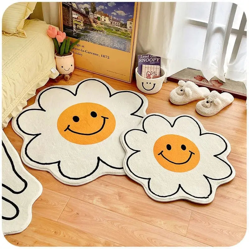 Cartoon Smile Face Sunflower Rugs & Mats - Kawaii Side