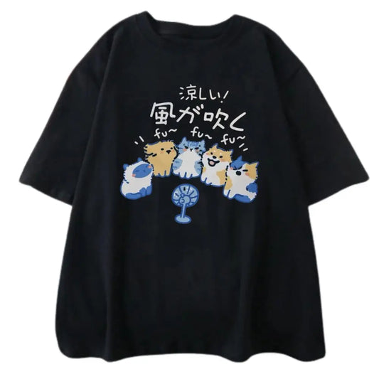 Casual T-Shirt Kittens on the Fan GatoGeek