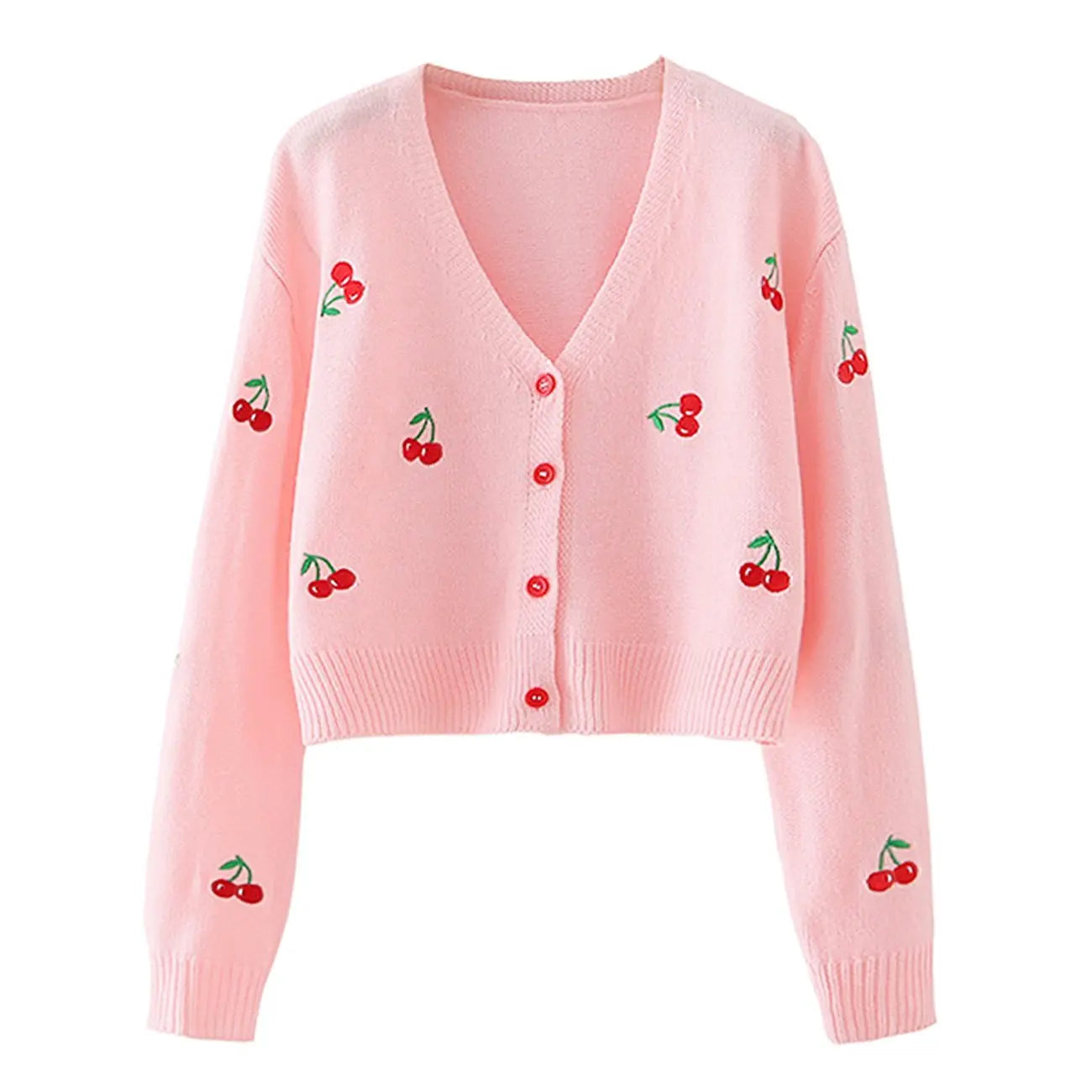 Cherry Embroidered Cardigan - Kawaii Side