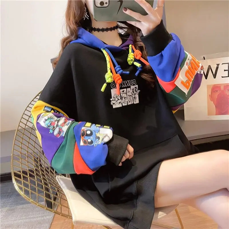 Colorful Graphic Streetwear Hoodie - Kawaii Side