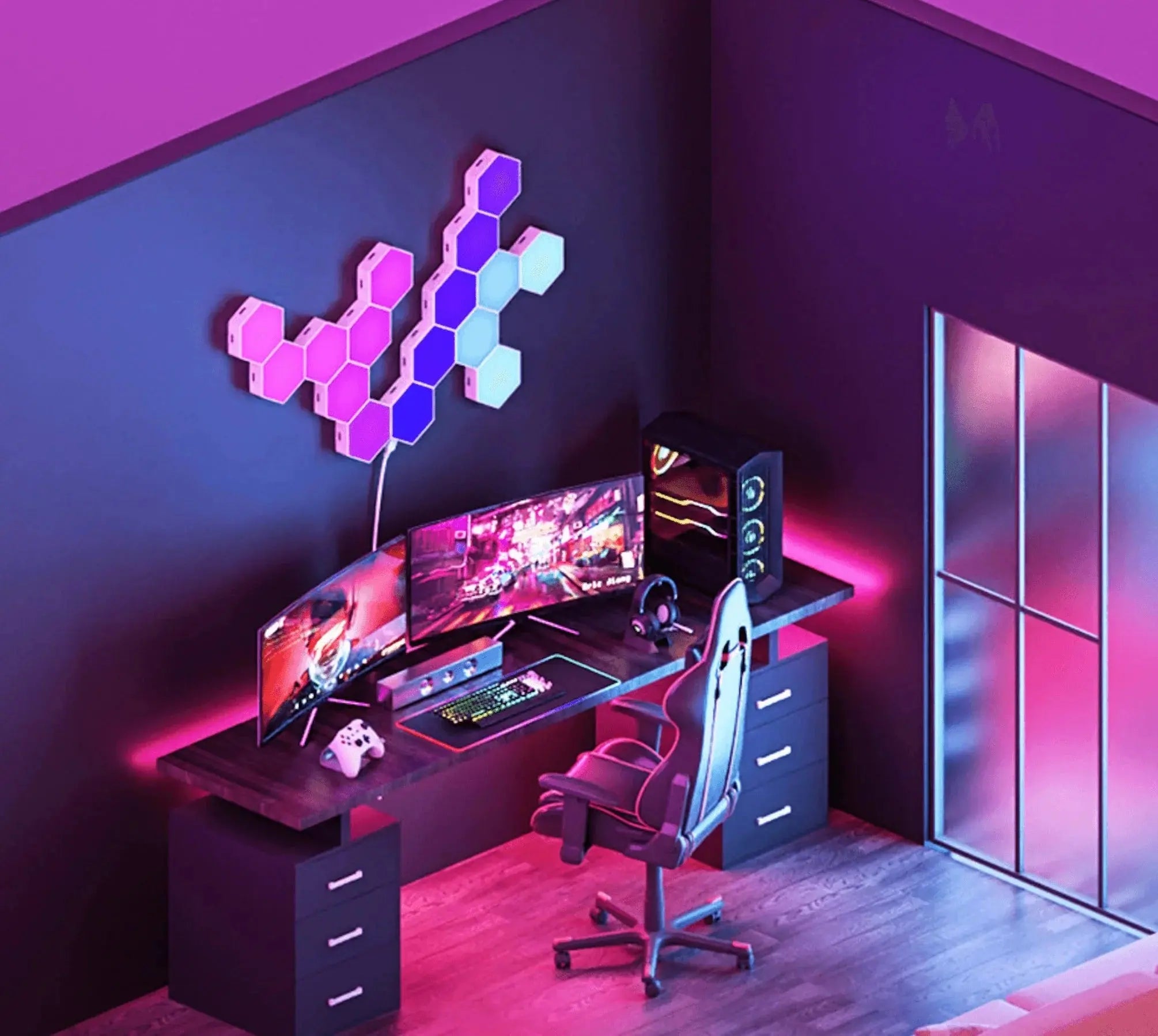 Led RGB Gamer Hexagonal Personalizável - Kawaii Side