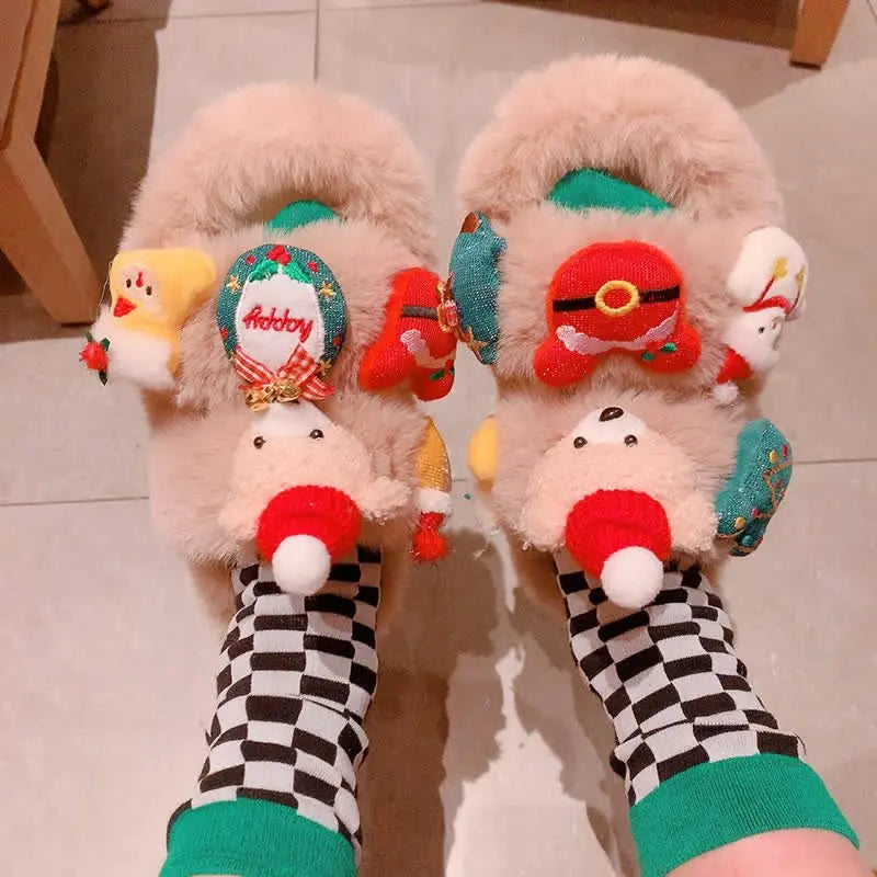 Cute Christmas Bear Plush Slipper - Kawaii Side
