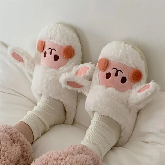Cute Goat Sheep Fluffy Slipper - Kawaii Side
