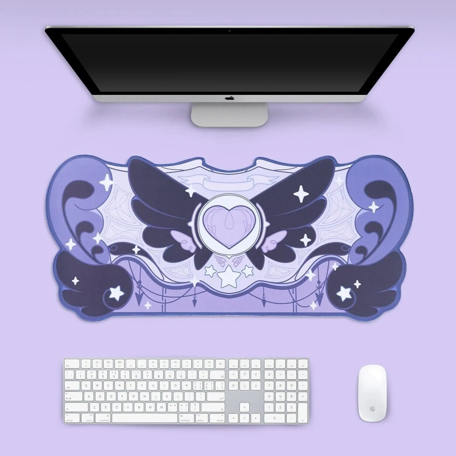 DeskPad Star Wings Negra, Impermeável - Kawaii Side