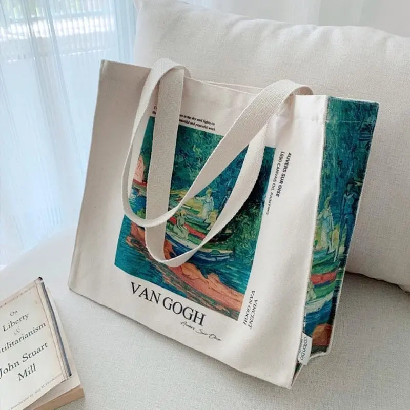 Eco Bag Vintage "Rowing Boats on The Banks" Van Gogh - Kawaii Side