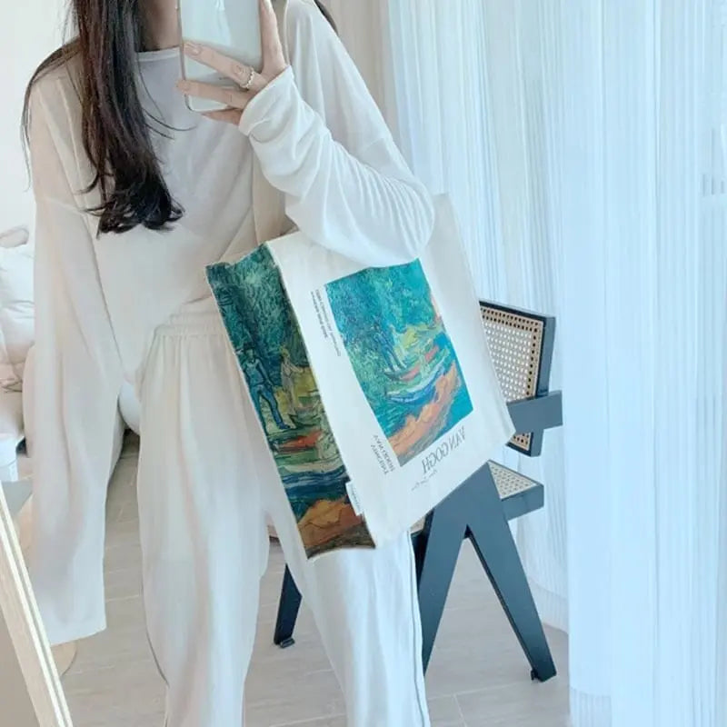 Eco Bag Vintage "Rowing Boats on The Banks" Van Gogh - Kawaii Side