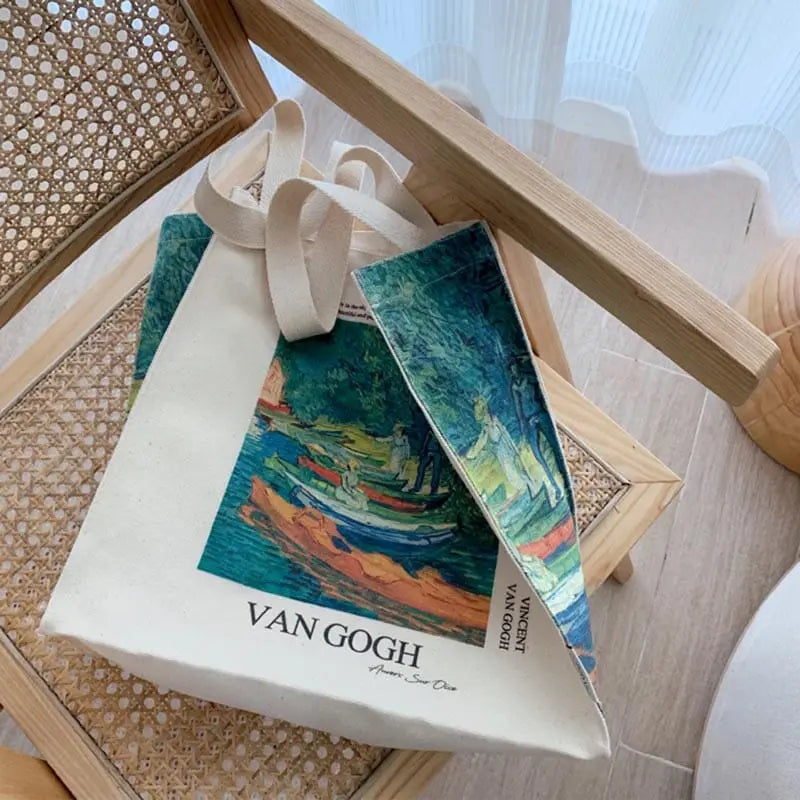Eco Bag Vintage "Rowing Boats on The Banks" Van Gogh - Kawaii Side