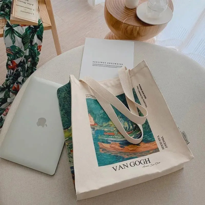 Eco Bag Vintage "Rowing Boats on The Banks" Van Gogh - Kawaii Side