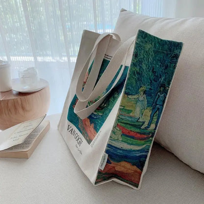 Eco Bag Vintage "Rowing Boats on The Banks" Van Gogh - Kawaii Side