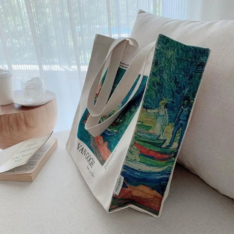 Eco Bag Vintage "Rowing Boats on The Banks" Van Gogh - Kawaii Side