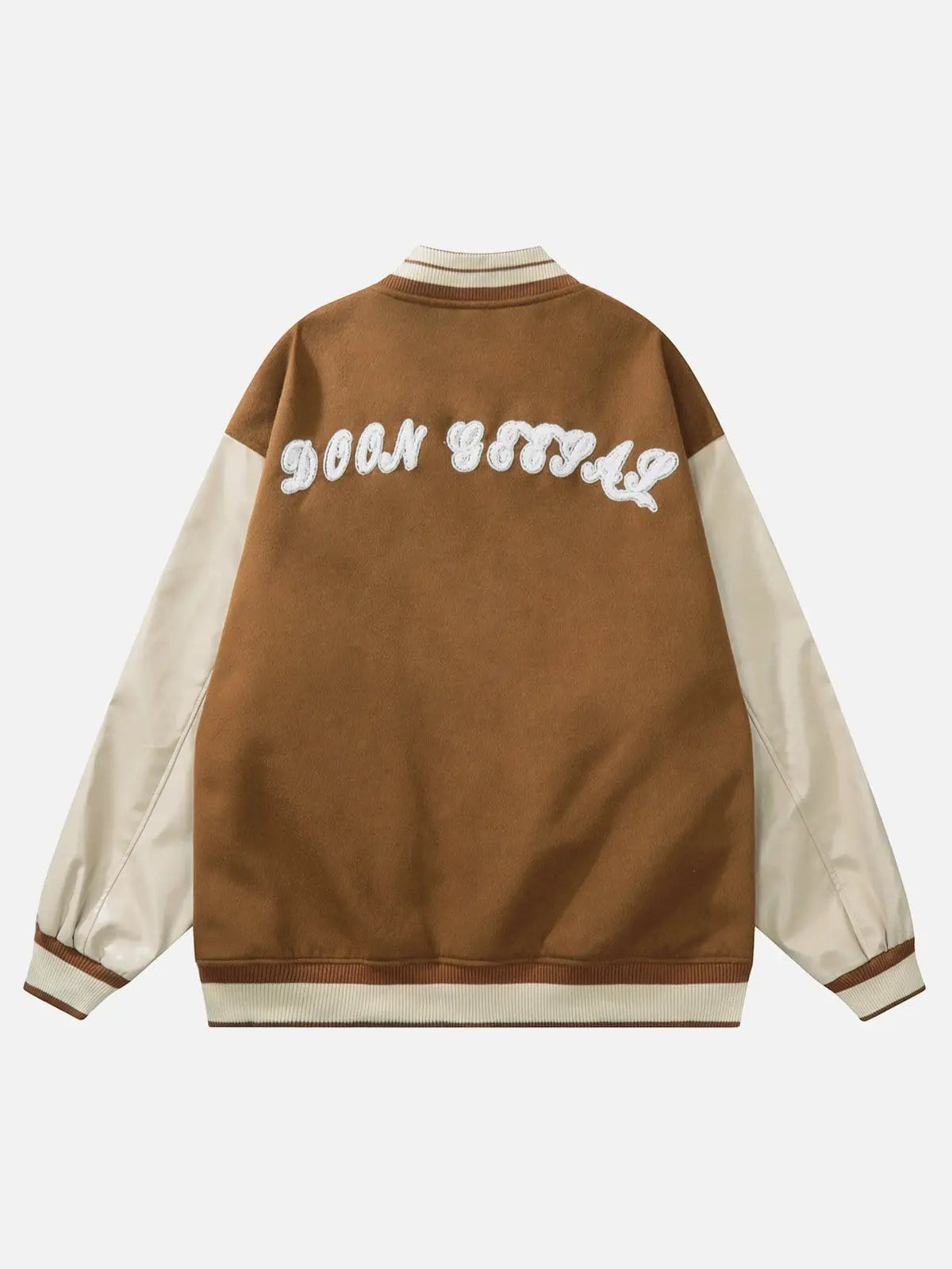 Flocking Embroidery Letters Varsity Jacket - Kawaii Side