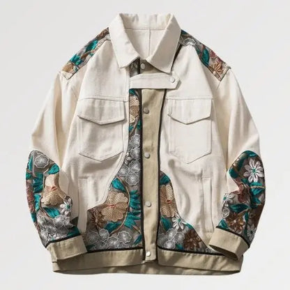 Floral Embroidery Jean Jacket Kawaii Side