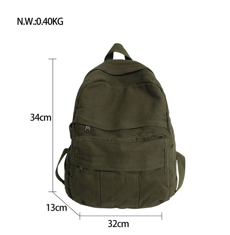 Solid Colour Retro Women Backpack Kawaii Side