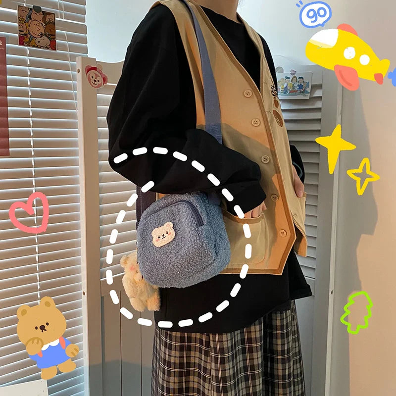 Kawaii Cute Bear Plush Shoulder Bag Kawaii Side