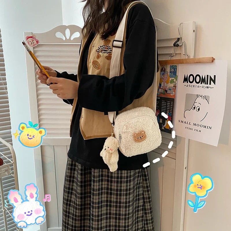 Kawaii Cute Bear Plush Shoulder Bag Kawaii Side