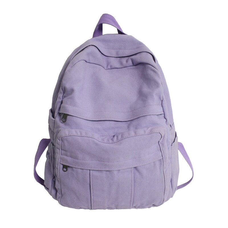 Solid Colour Retro Women Backpack Kawaii Side