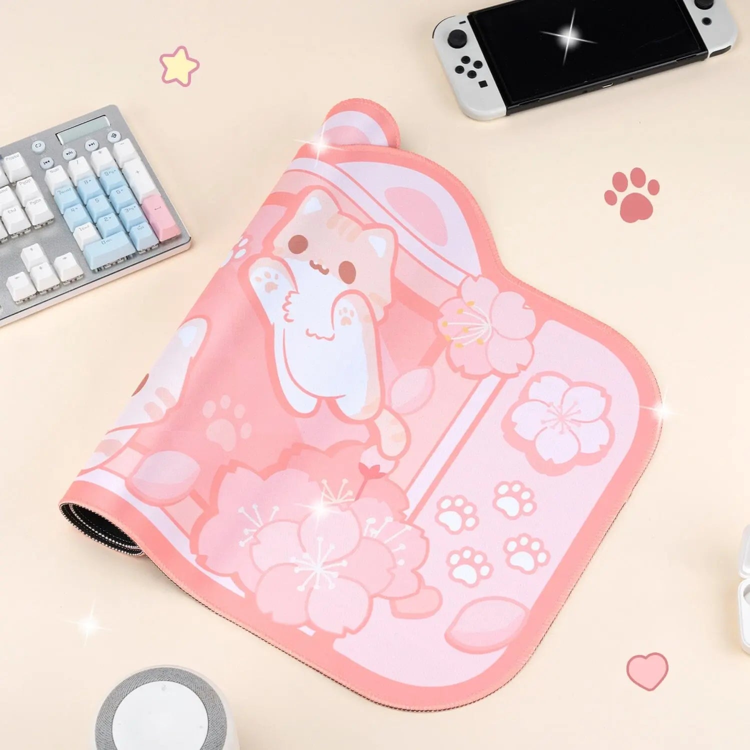DeskPad Kawaii Gatinhos e Flores de Sakura - Kawaii Side