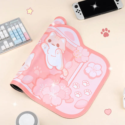 DeskPad Kawaii Gatinhos e Flores de Sakura - Kawaii Side