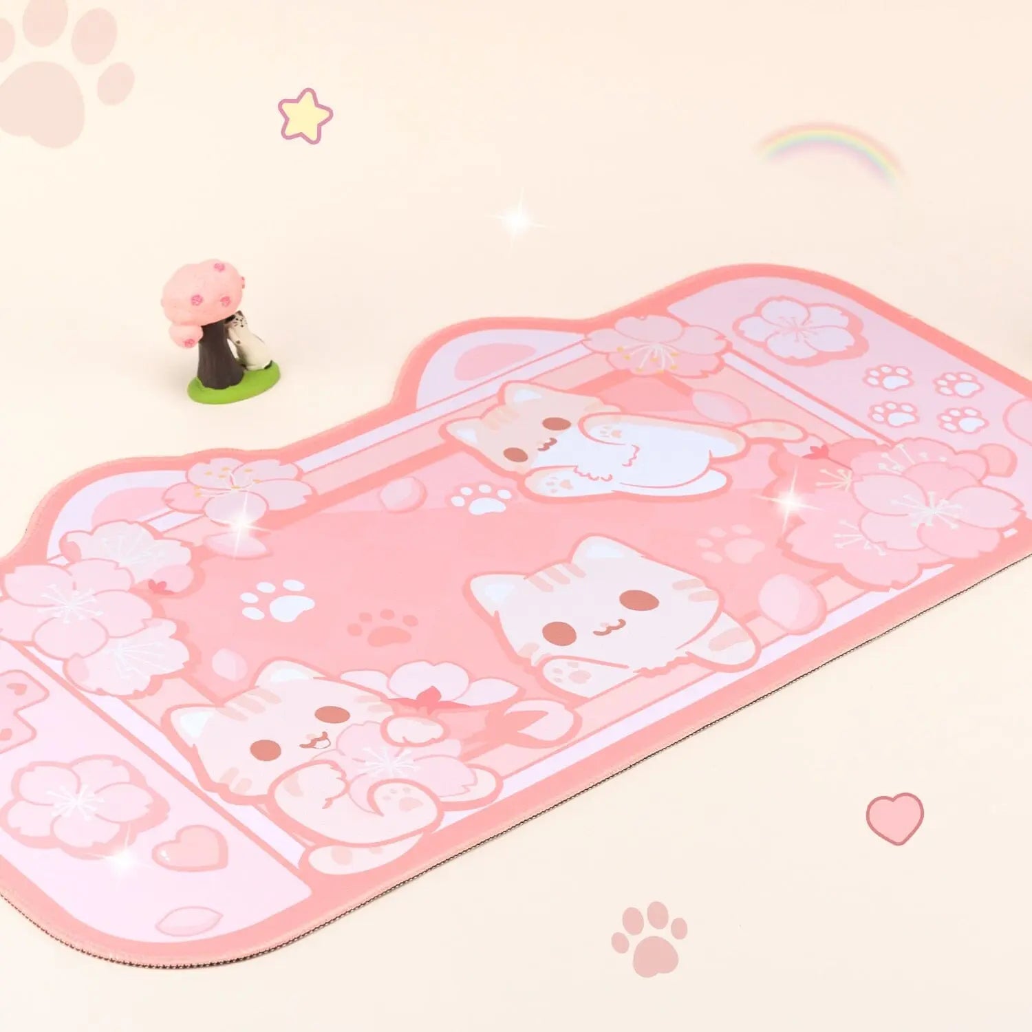 DeskPad Kawaii Gatinhos e Flores de Sakura - Kawaii Side