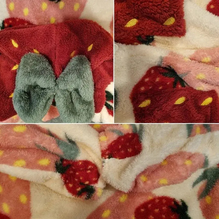 Kawaii Hooded Strawberry Nightgown Dress - Kawaii Side