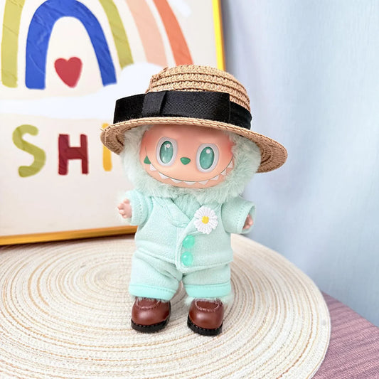 G-Dragon Green Suit Set + Flat-Brim G-Dragon Hat + Brown Square-Toe Shoes  (Labubu Not Included)