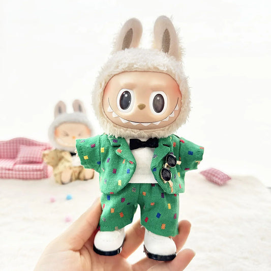 White Square-Toe Shoes + Green Trendy Suit Four-Piece Set