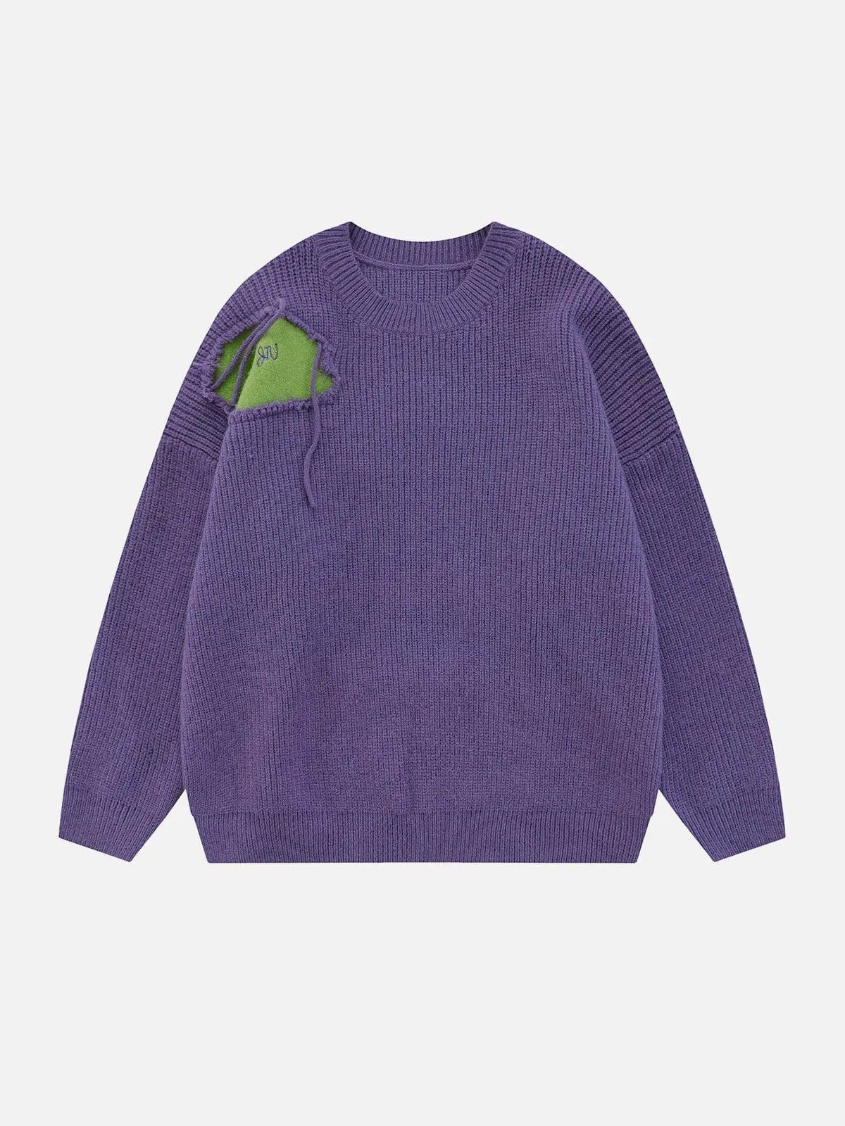 Patchwork Contrasting Colors Sweater - Kawaii Side