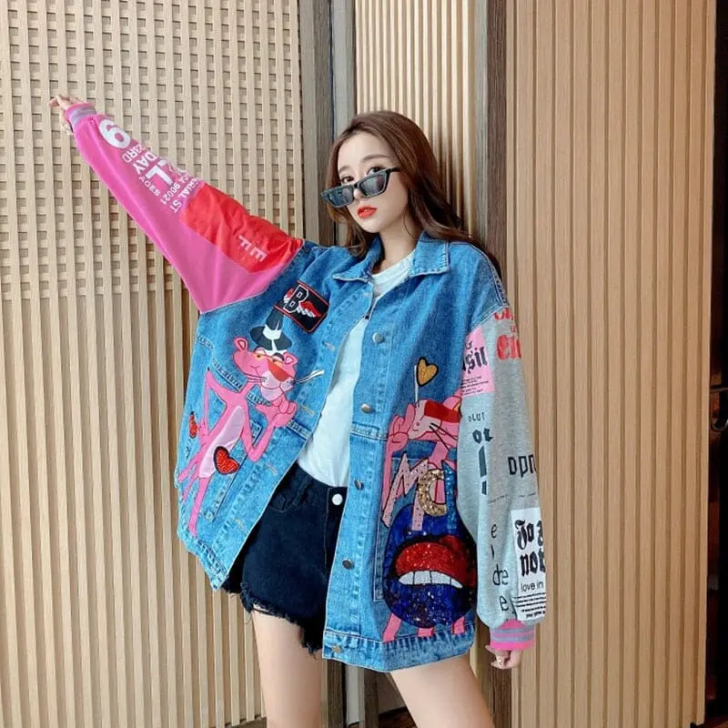 Jaqueta Jeans de Moletom Personalizada - Kawaii Side