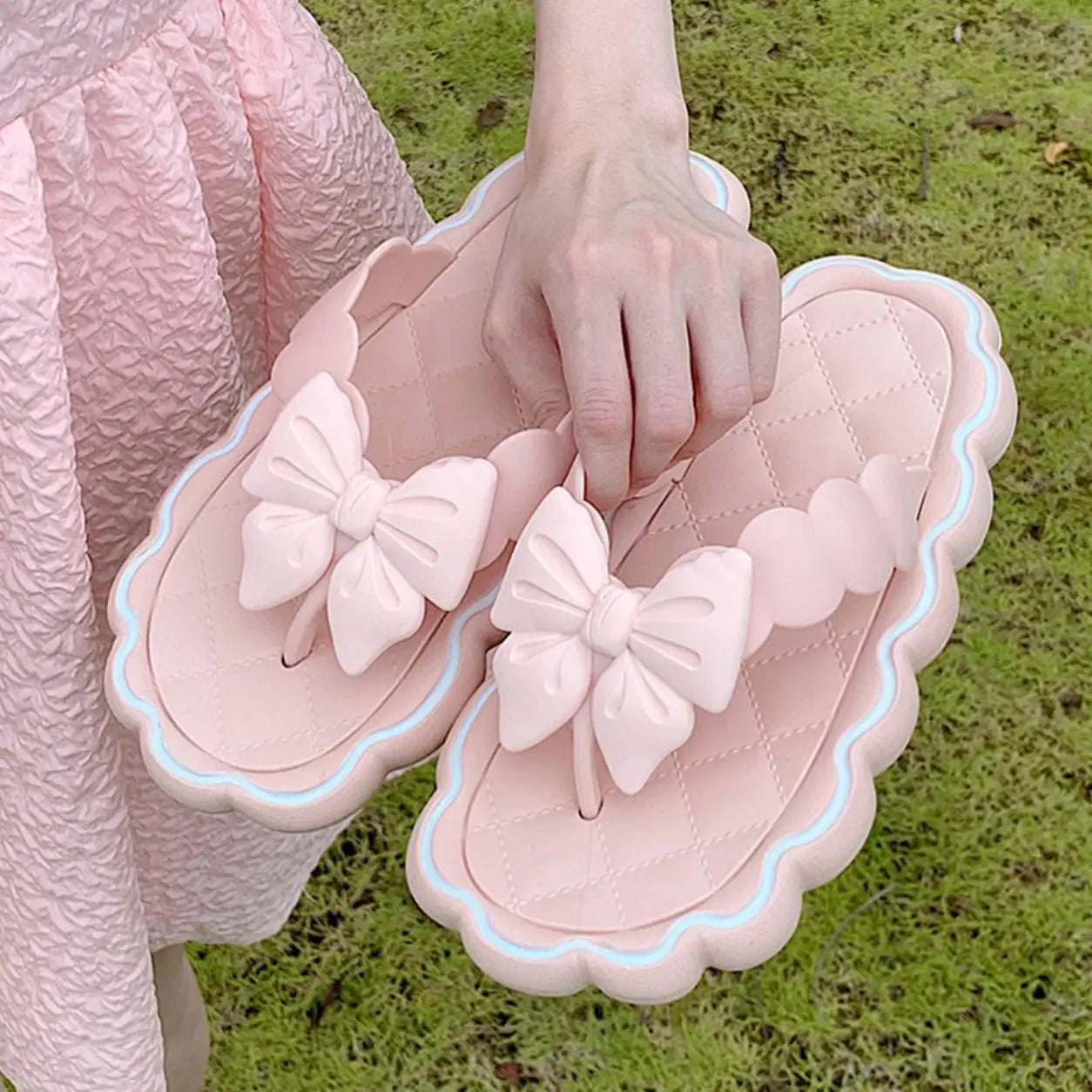Pink Bow Knot Sandals - Kawaii Side