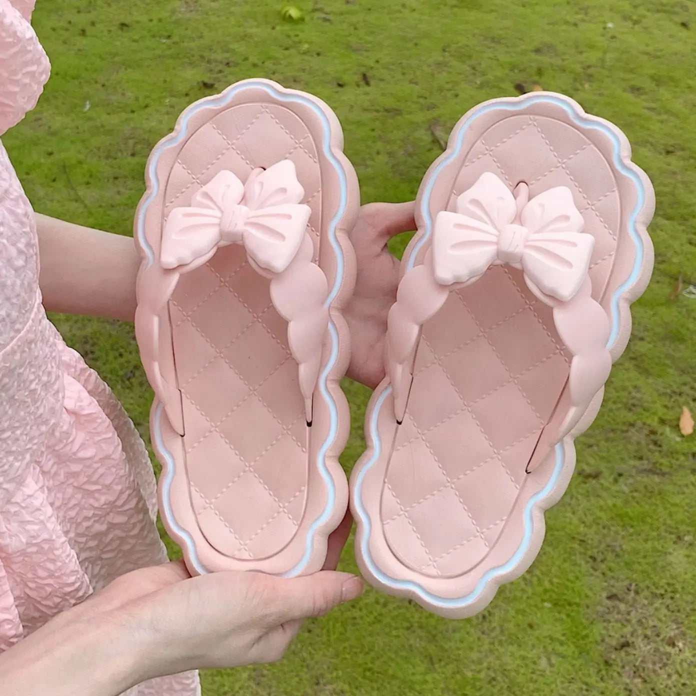 Pink Bow Knot Sandals - Kawaii Side