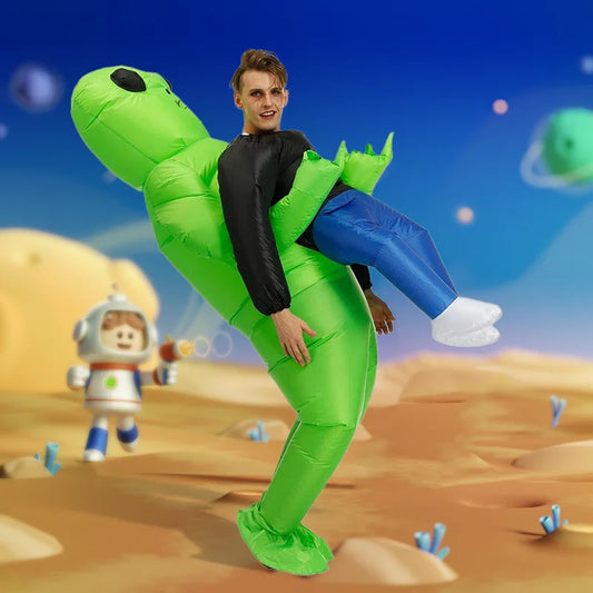 ET Alien inflatable suit Alien Monster Inflatable Costume Scary Green Alien Cosplay Costume For Adult  Party Festival Stage Kawaii Side