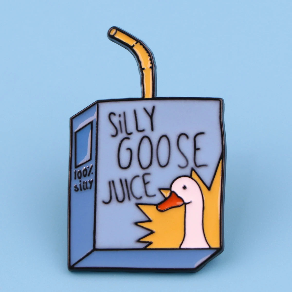Silly Goose Juice Enamel Pin Kawaii Side
