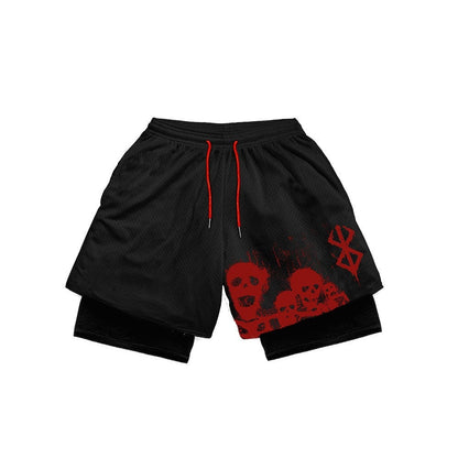 Skulls Black Performance Shorts Kawaii Side