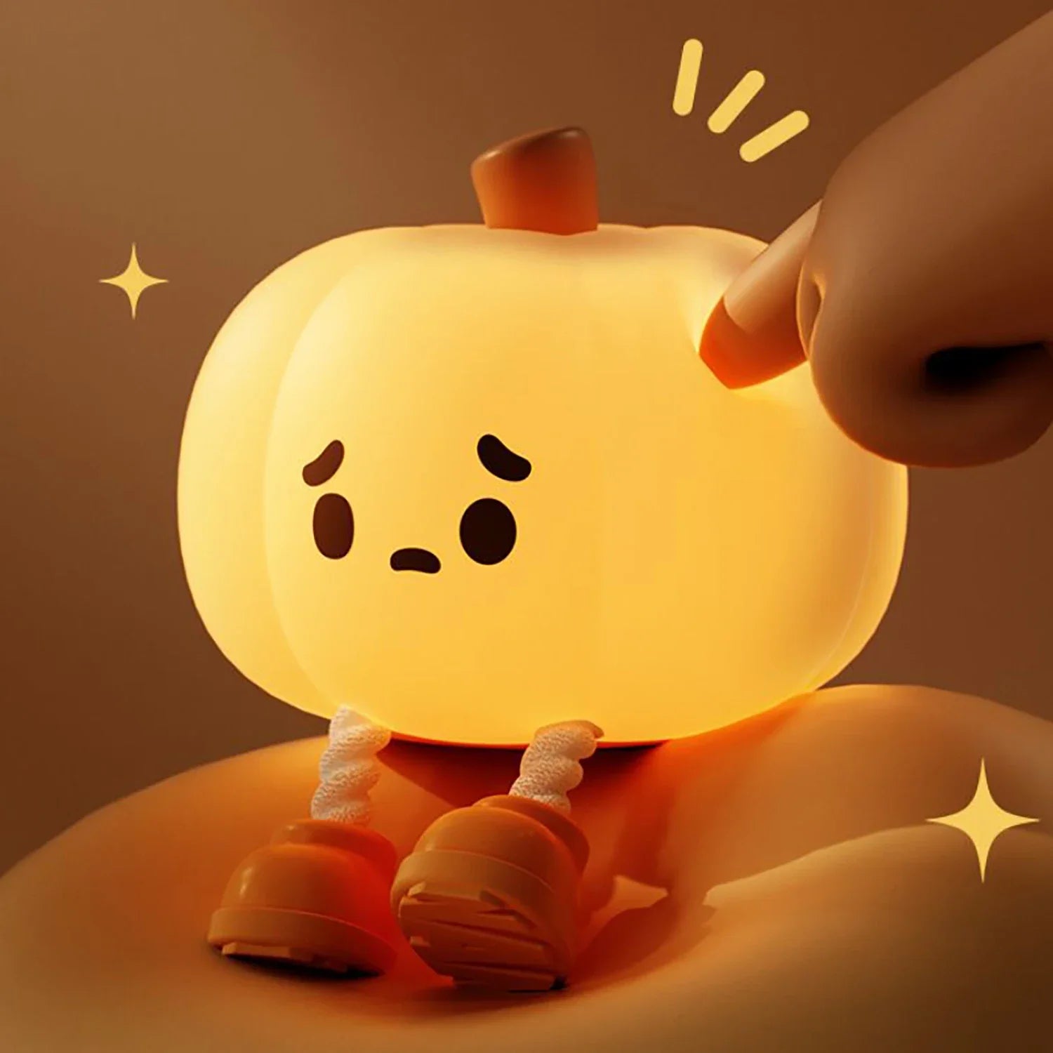 Cute Pumpkin Halloween Night Lights Soft Silicone Kawaii Side