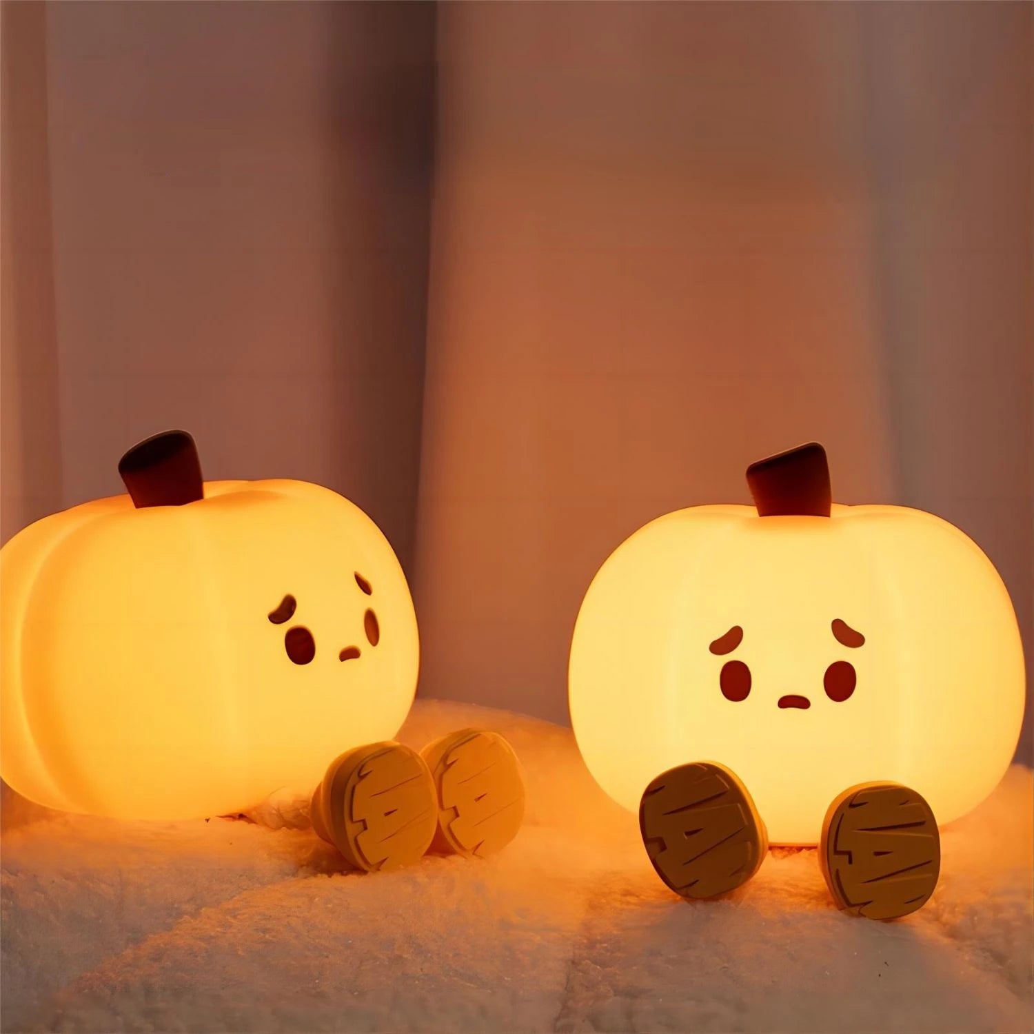 Cute Pumpkin Halloween Night Lights Soft Silicone Kawaii Side