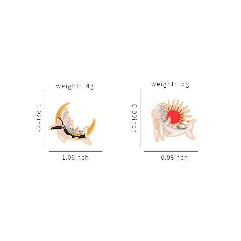 Sea Whale Series Enamel Pin Cartoon Blue Animals Badges Metal Women Brooch Jewelry Accessories Clothes Bag Lapel Pins Gift Kawaii Side