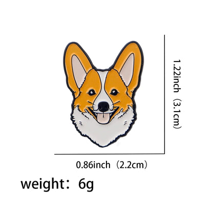 Cute Pet Dogs Enamel Pins Brooches for Women Animals Badges Lapel Pins Fashion Jewelry Clothing Accessories Pet Lover Gifts Kawaii Side