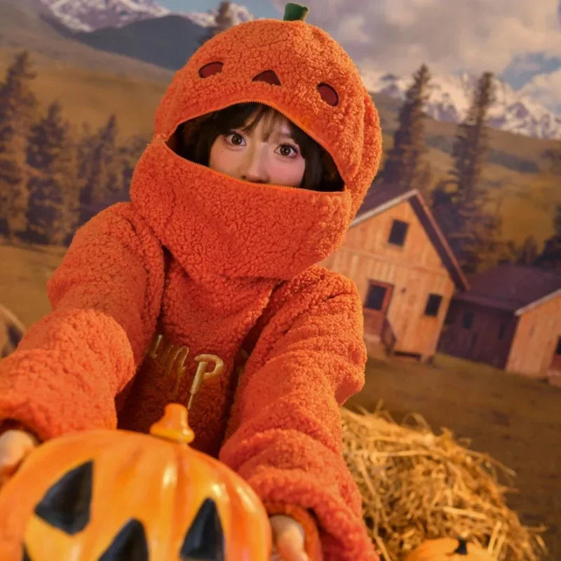 Halloween Pumpkin Hoodie Kawaii Side