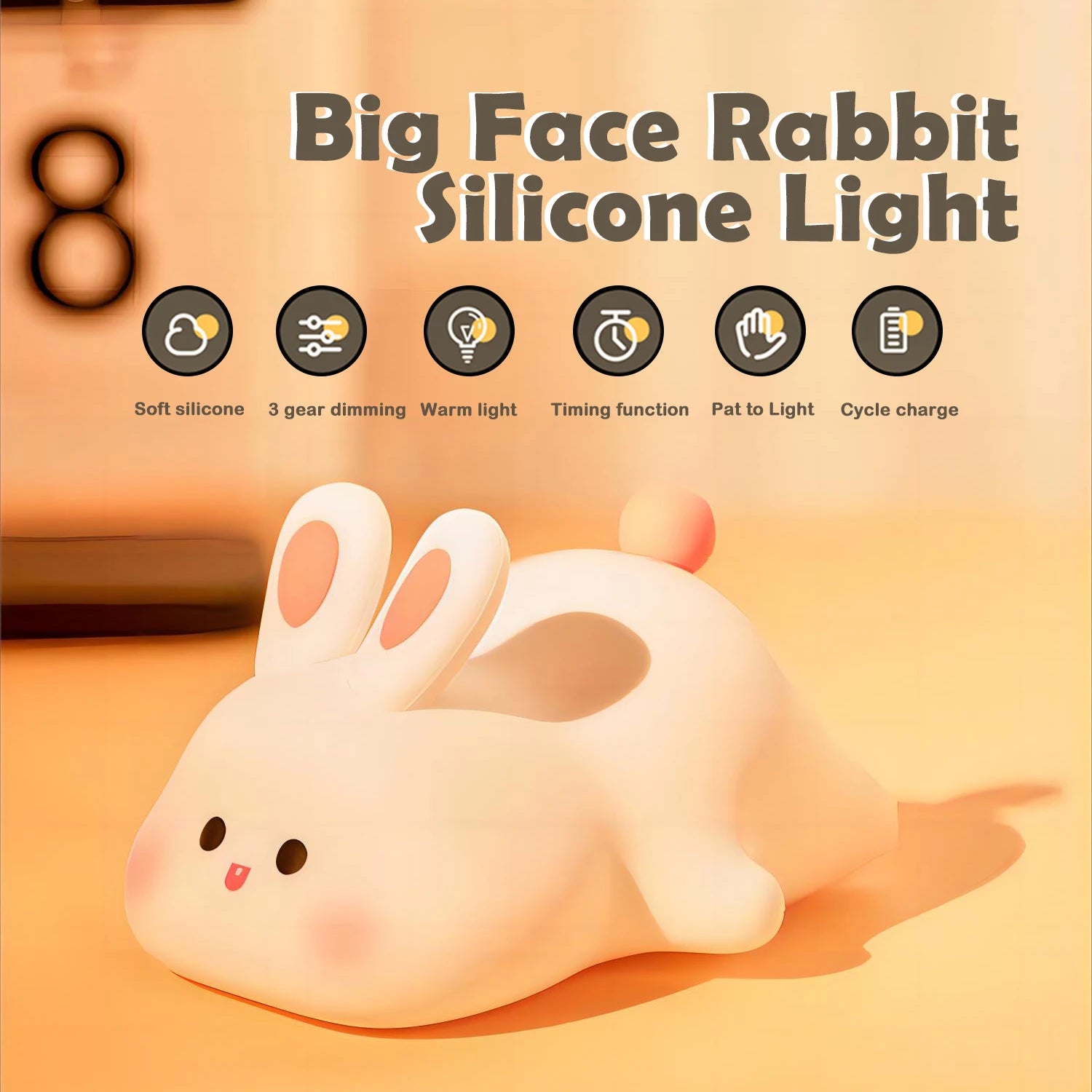 Kawaii Silicone Bunny Night Lamp Kawaii Side