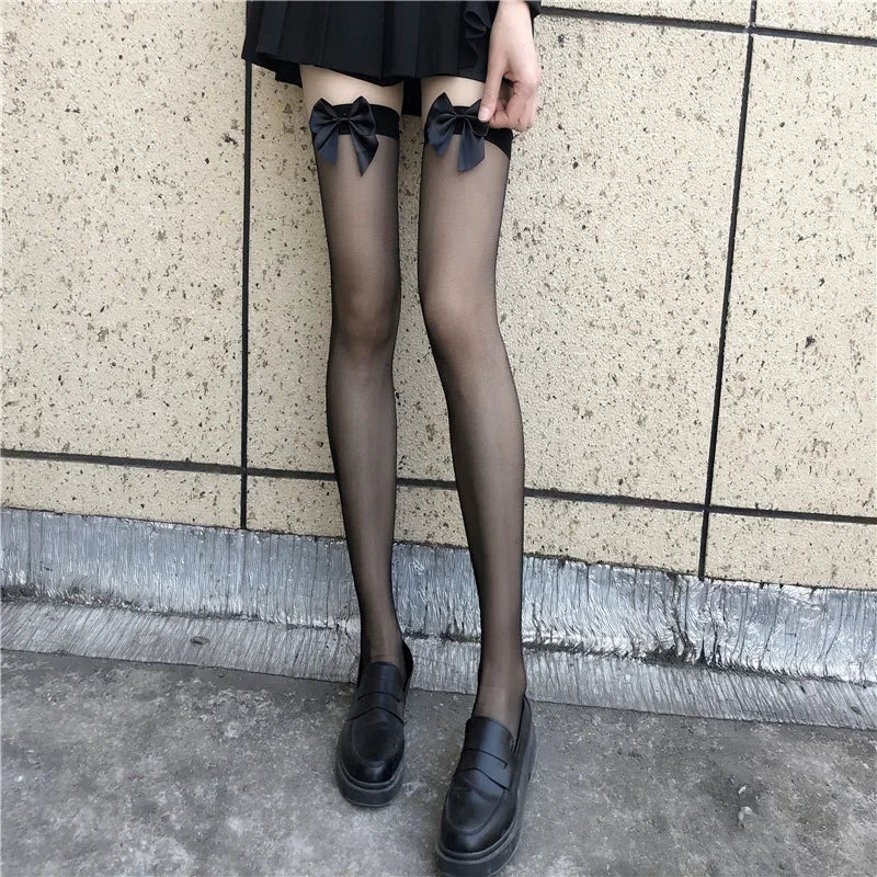 JK Lolita Bowknot Long Socks Kawaii Side