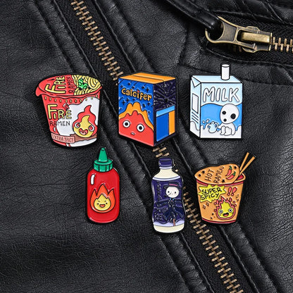 Calcifer Foods Enamel Pin Kawaii Side