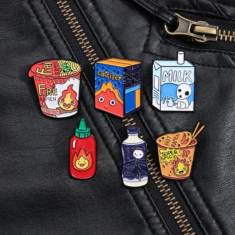 Calcifer Foods Enamel Pin Kawaii Side