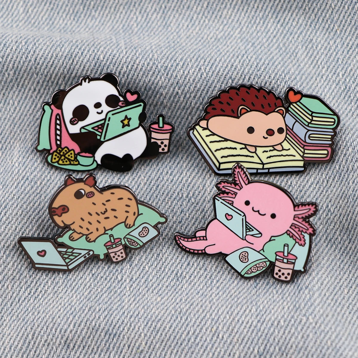 Cute Friends Enamel Pin Kawaii Side