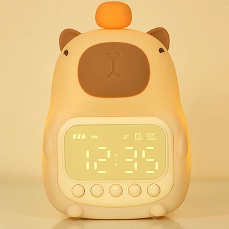 Capybara Night Light Alarm Clock Kawaii Side